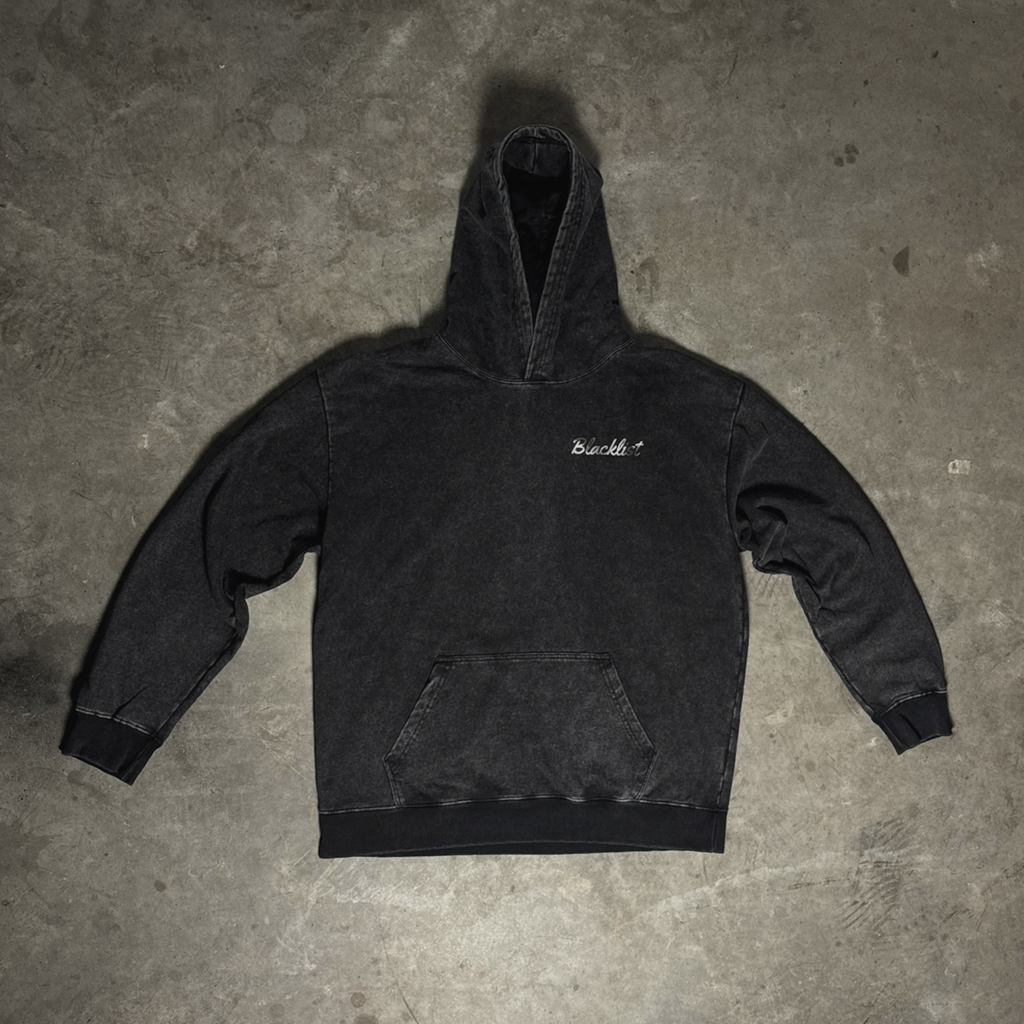 Baseline Acid-Wash Hoodie — Black