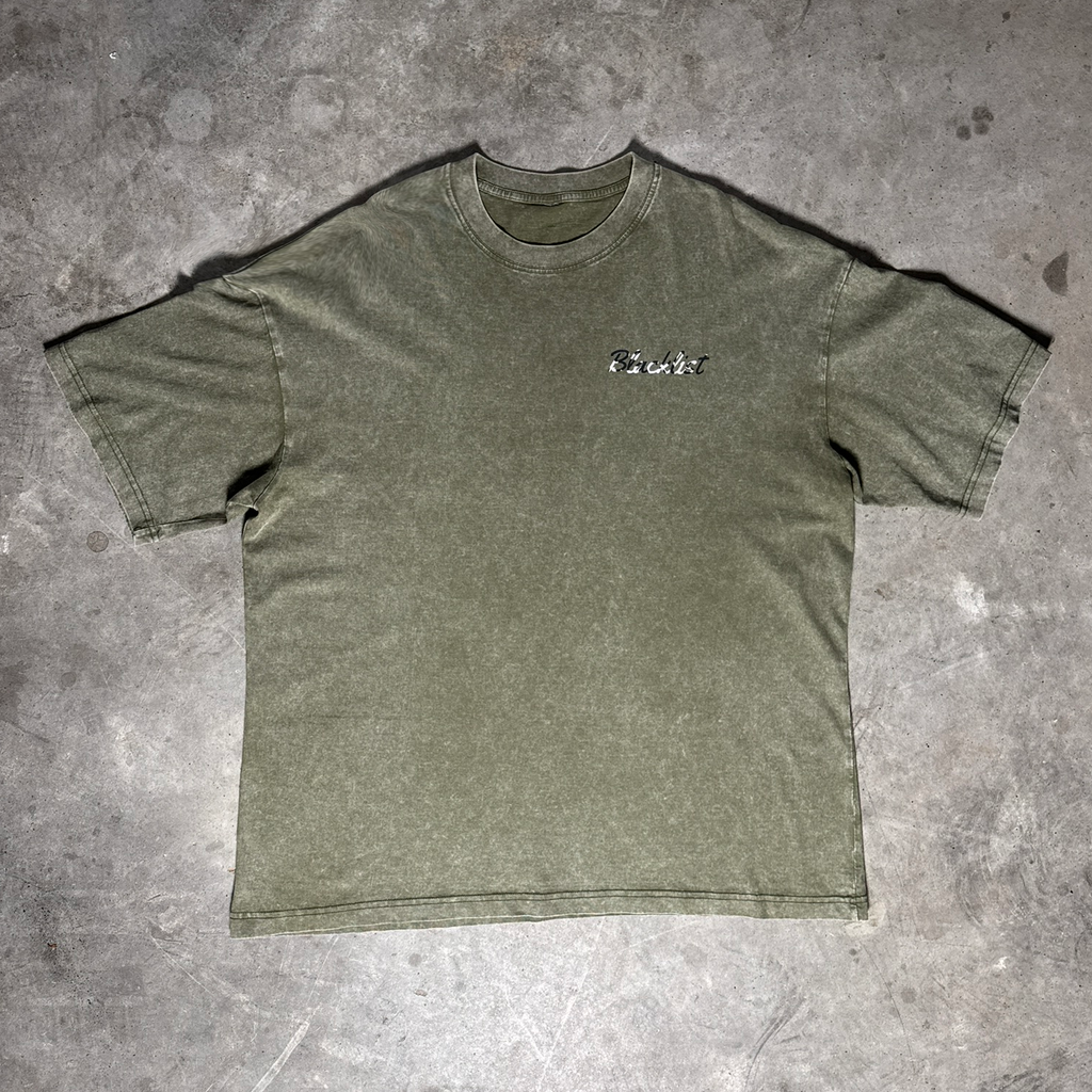 Baseline Acid-Wash Tee — Olive